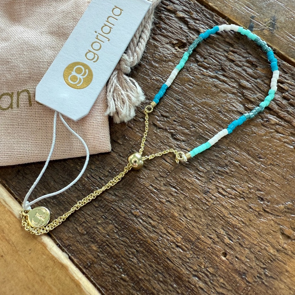 Gorjana Gold and Blue Beaded Bracelet